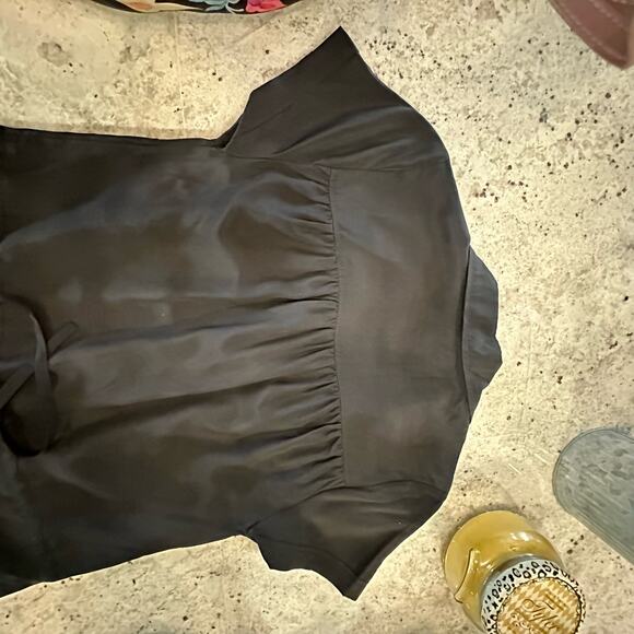 Revolve LA Made Womens Medium 100% Silk Mini Dress Black Button Short Sleeve NWT - Picture 6 of 12